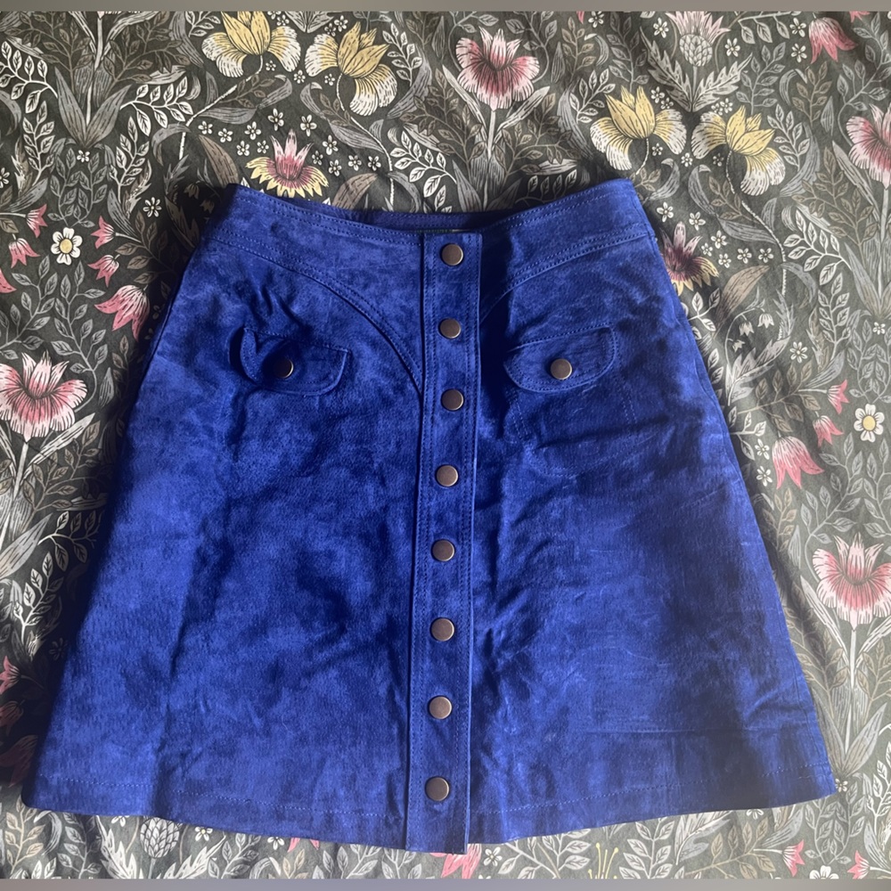 Anthropologie Blue leather skirt